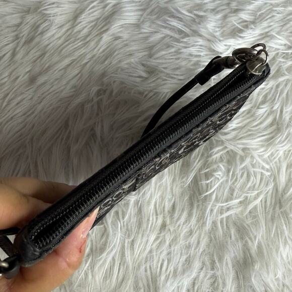 COACH Black Gray Signature Canvas Wristlet - Picture 4 of 6